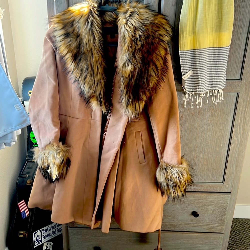 Fabulous luxurious faux fur wool coat